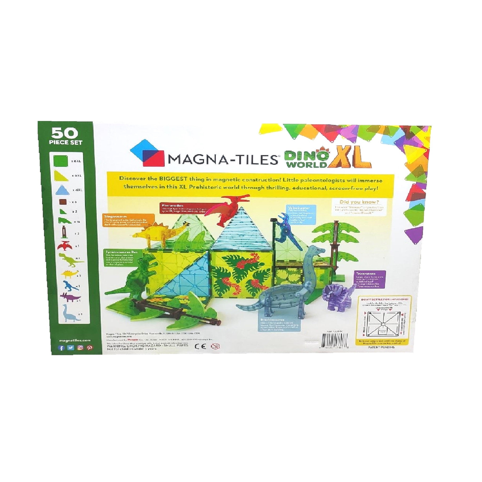 Joc magnetic creativ cu dinozauri și copaci – 50 piese